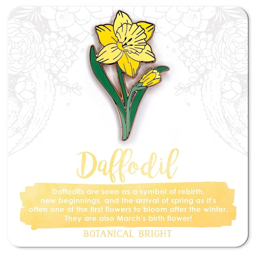 Daffodil Enamel Pin - March Birth Flower‎ - Gold Plated Nature & Floral Jewelry